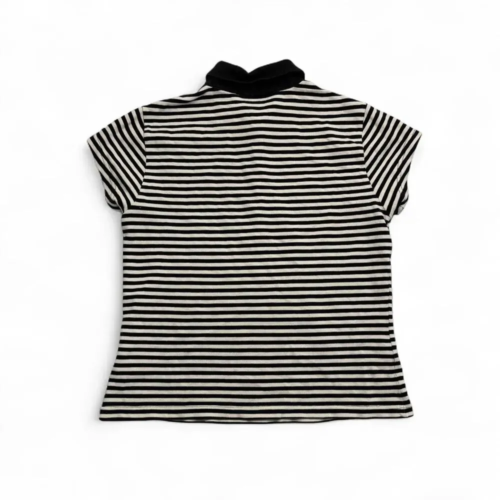 Polo Jeans Co Ralph Lauren black & white striped polo shirt Size M